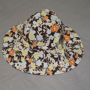Tory Burch Floral Print Hat in Brown and Orange